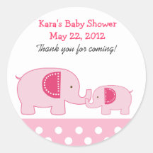 Mod Elephants Pink Round Favour Sticker