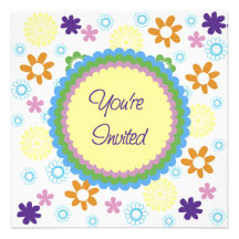 Mod Flowers Birthday Sleepover Invitation