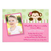 Mod Girl Monkey Birthday Invitations invitations