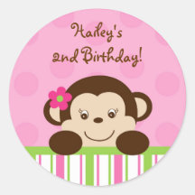 Mod Girl Monkey Cupcake Toppers Stickers