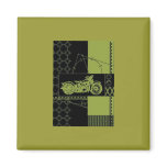 Mod Green Black Motorcycle Refrigerator Magnet