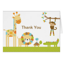 Mod Jungle Safari Baby Shower Note Card