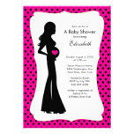 Mod Mom Baby Girl Baby Shower Hot Pink Custom Announcements