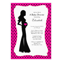 Mod Mom Baby Girl Baby Shower Hot Pink Custom Announcements
