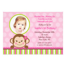 Mod Monkey Birthday Party Invitation