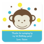 Mod Monkey Boy Birthday Party Thank You Stickers