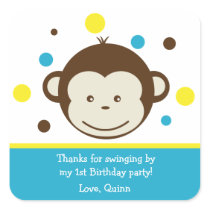 Mod Monkey Boy Birthday Party Thank You Stickers