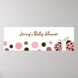 Mod Pink Ladybug Baby Shower Banner Sign Print