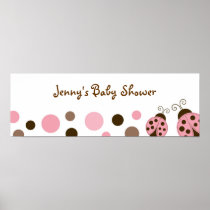 Mod Pink Ladybug Baby Shower Banner Sign Print