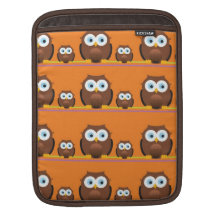 Mod Retro Owls on Orange Laptop Sleeve Sleeves For iPads