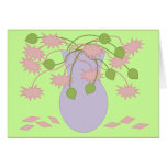 Mod Retro Pink Flowers/Vase Card