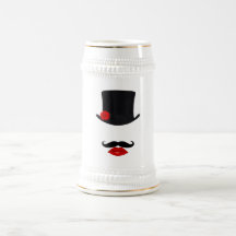 Mod Top Hat Lady With Moustache Coffee Mugs