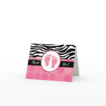 Mod Zebra Print Folded Baby Shower Thank You Cards