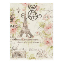 Mode florale girly vintage élégante de Paris Cartes Postales