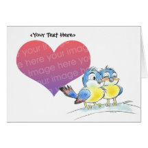 Modèle de carte de couples d'oiseau bleu