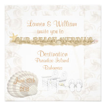 Modèle d'invitations de mariage de plage de destin