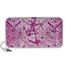 Modèle nautique d'ancre de rockabilly rose haut-parleurs