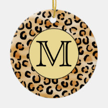 Modèle personnalisé d'empreinte de léopard de mono ornement de noël