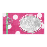Modèle photo rose de vacances de point de polka cartes avec photo