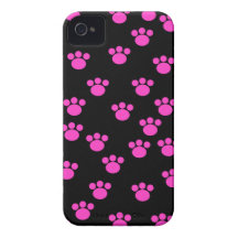 Modèle rose et noir lumineux d'empreinte de patte coque iPhone 4 Case-Mate