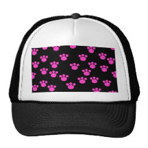 Modèle rose et noir lumineux d'empreinte de patte casquettes