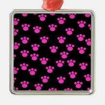 Modèle rose et noir lumineux d'empreinte de patte décorations de noël