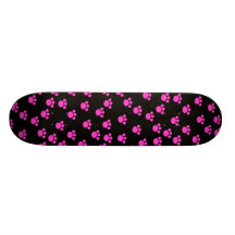 Modèle rose et noir lumineux d'empreinte de patte skateboard