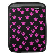 Modèle rose et noir lumineux d'empreinte de patte poches iPad