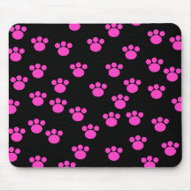 Modèle rose et noir lumineux d'empreinte de patte tapis de souris