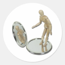 ModelObservingInCompactMirror060411 Round Sticker