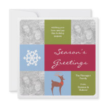 Modern 3 photos Christmas holiday greeting card Custom Invitations