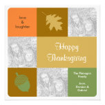 Modern 3 photos Thanksgiving fall greeting card Announcement