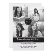 Modern 4 Photo Graduation Invitation - Black