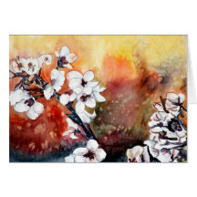 modern abstract flower asian oriental art painting card