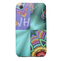 Modern abstract iPhone 3 case with Monogram