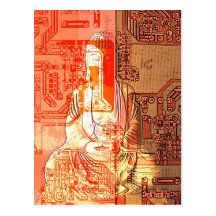 Modern age electronic Buddha Postcards