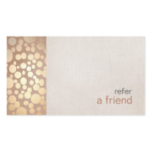 Modern and Hip Gold Refer A Friend Coupon Salon Business Card