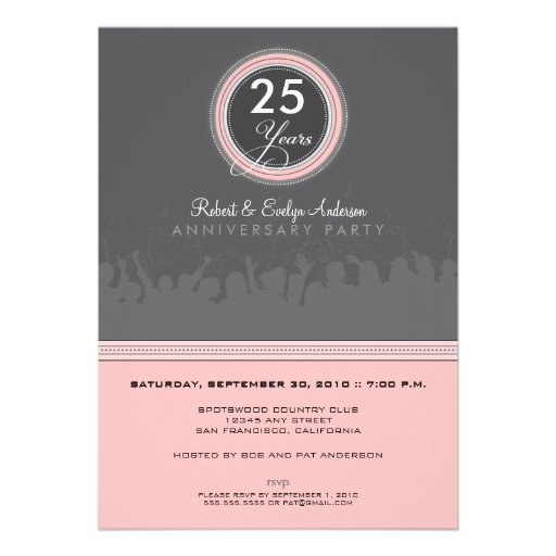 Modern Anniversary Party Invitation (grey/pink)