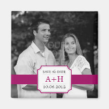 Modern Band Save The Date Magnet (Fuchsia)