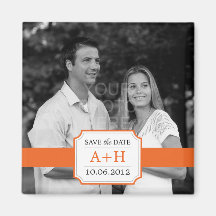 Modern Band Save The Date Magnet (Orange)