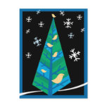 Modern Bird Tree Holiday Postcard