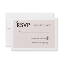 Modern Birdcage Wedding RSVP Card - Purple