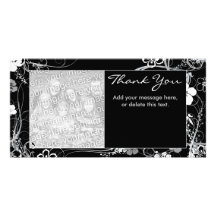 Modern Black and Grey Thank You Photocard Custom Photo Card