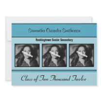 Modern  Black & Blue  Photo Grad Announcement