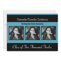 Modern  Black & Blue  Photo Grad Announcement