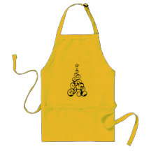 Modern Black Christmas Tree Art Apron