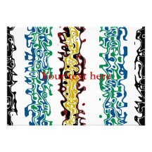 Modern black gold and red psychedelic custom invitations
