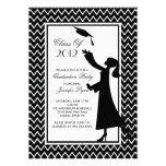 Modern Black Graduation Invitation Silhouette Grad invitations