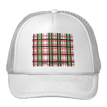 Modern black green red and white plaid pattern hats
