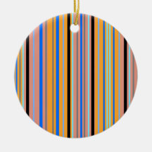 Modern black orange and blue stripes christmas ornaments